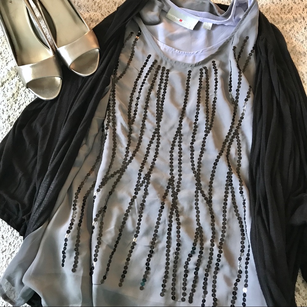 Lavender Sequins Sleeveless Blouse